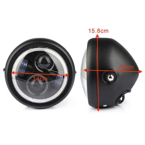 Universal LED 6.5" Black Motorcycle Headlight Hi/Lo Beam Lamp For Cafe Racer 12V - Picture 4 of 10