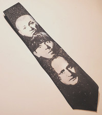 Vintage 1992 Ralph Marlin Three Stooges Necktie Tie Black White Larry Moe Curly