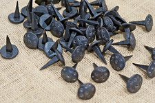 50 DECORATIVE NAILS DENTED CLAVOS HAND FORGED METAL TACKS 1" ROUND DISTRESSED
