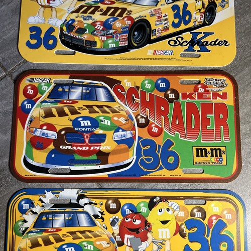 (1)Ernie Irvan #36 (3) Ken Schrader NASCAR M&M M&M’s Plastic License Plates Lot - Picture 3 of 8
