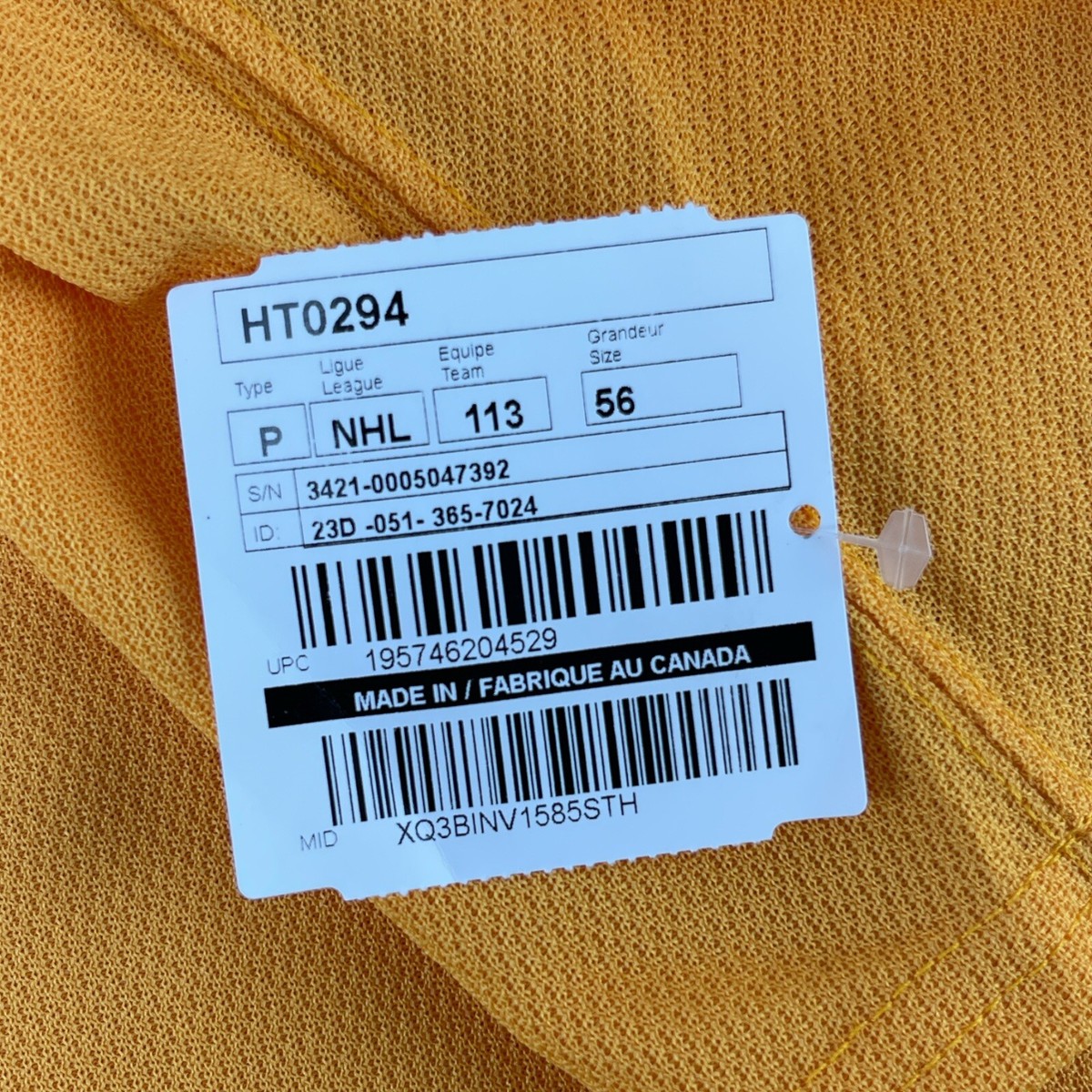 Pro Stock Pro Return New Size 56 adidas Buffalo Sabres Yellow