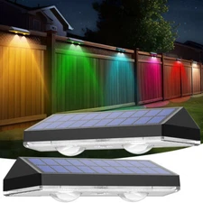 2Pack LED Solar Power Wall Light Outdoor Garden Waterproof Fence Deck Steps Lamp