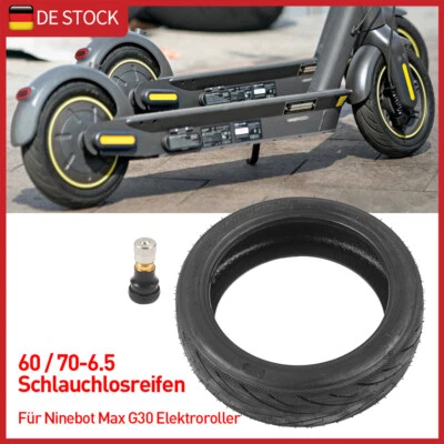 MARKENLOS Für Ninebot Max G30 G30D Vollgummi Reifen 10x2.5 60/70-6.5 Scooter Tubeless DE