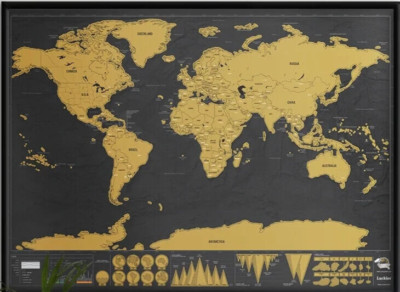 LUCKIES OF LONDON - DELUXE EDITION - SCRATCH OFF WORLD MAP POSTER - 32.6''x23.4''