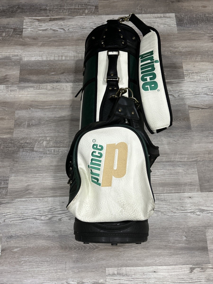 Vintage Prince Golf Bag Tour Caddy Leather Green White Black Vintage Prince Golf Bag Tour Caddy Leather Green White Black