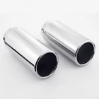 2PCS 2.5" Inlet 3" Slant Cut Outlet Rolled Edge 304 Stainless Steel Exhaust Tips