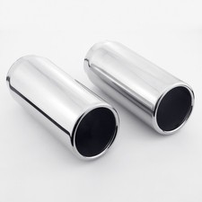 2pcs 2.5 Inlet 3 Slant Cut Outlet Rolled Edge 304 Stainless Steel Exhaust Tips