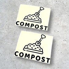 Compost Garden Box Bin Stickers x2   & rubbish kitchen vinyl sticker 150mm