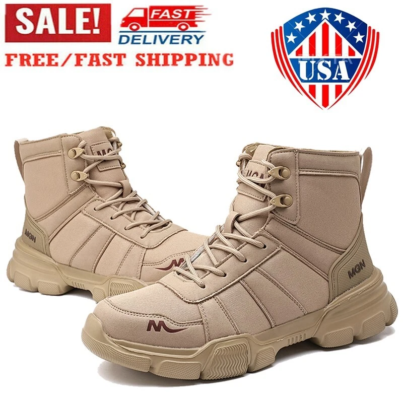 Mens Steel Toe Work Boots High Top Safety Shoes Comfortable Anti-Punctur Protect