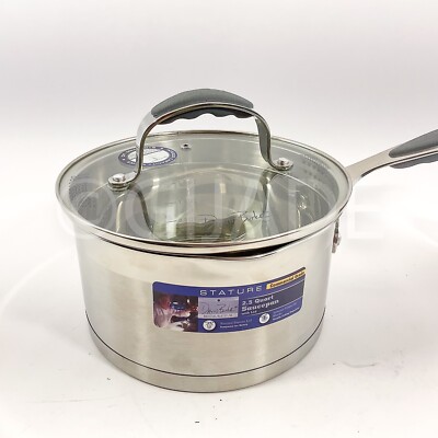 David Burke Stature Sauce Pan Heavy Duty Stainless Steel