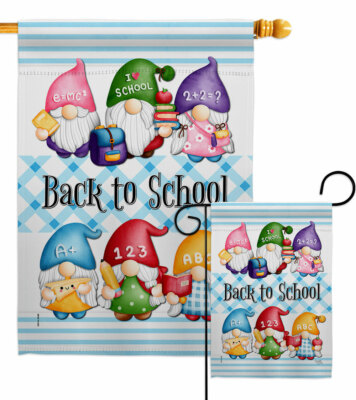 School Gnome Garden Flag Decorative Small Gift Yard House Banner