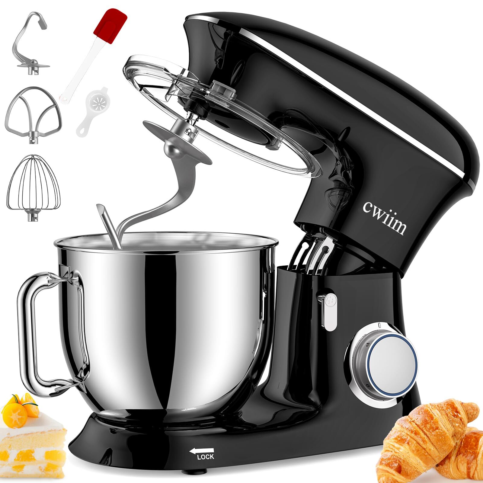 8.5Qt 660W Stand Mixer with 6+ Speeds for Kitchen Baking-image