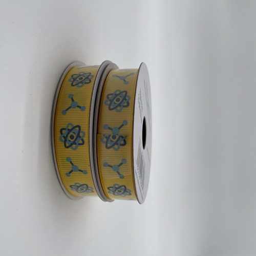 Yellow Science Teacher's Ribbon B2C Polyester 5/8" x 12 ft Atoms and Vectors - 第 1/2 張圖片