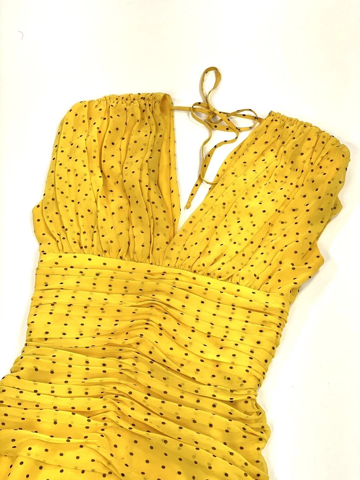 70s Dress Wayne Clark Aline Marelle Silk Chiffon Ruched Gathered Overlay Small 4 - Image 4 of 4