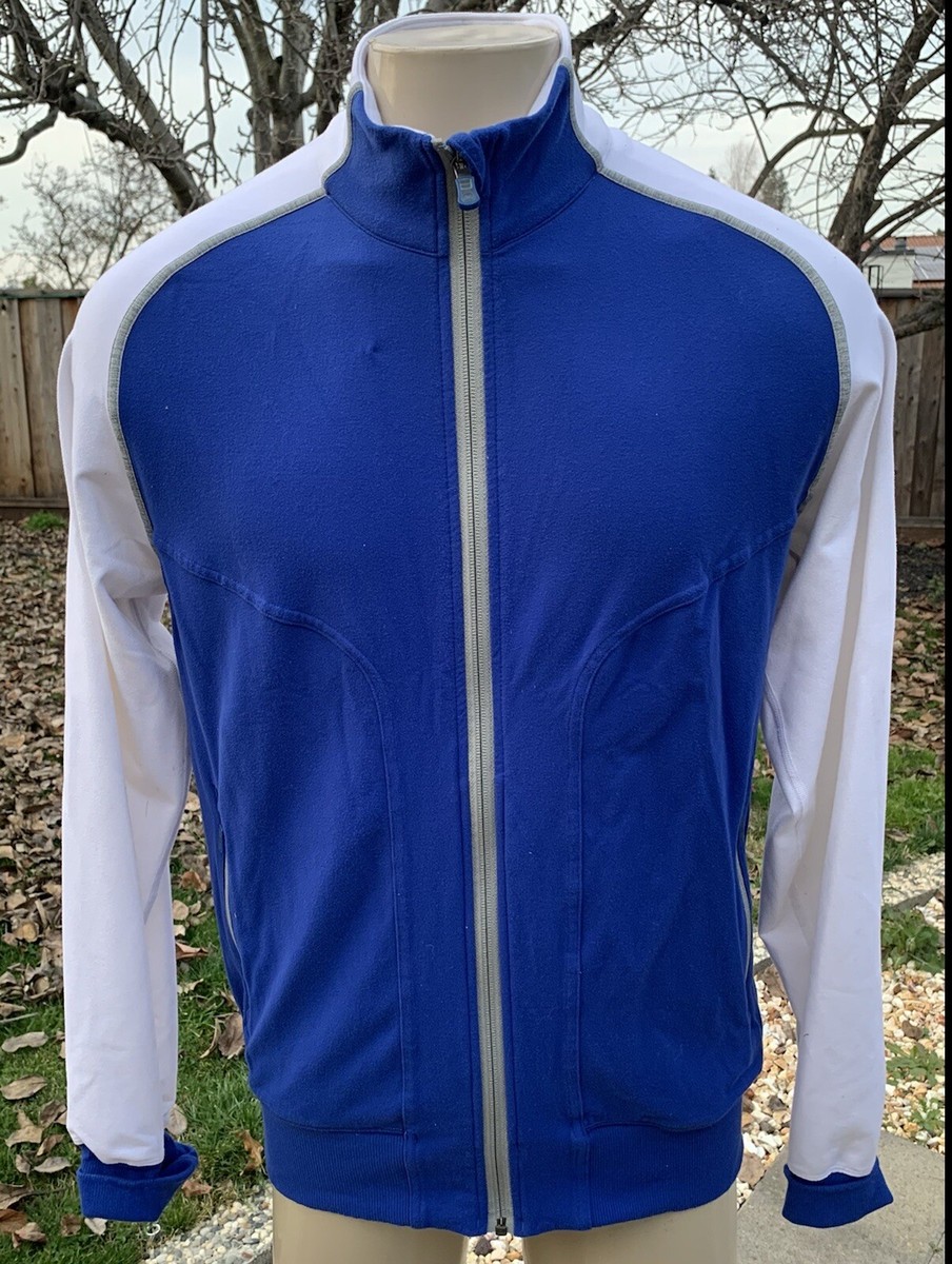 Lululemon Stretch Track Jacket Men's L White Blue Athletic Full
