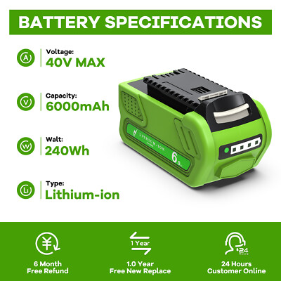 5.0/6.0/8.0AH For Greenworks 40V G-MAX Lithium Battery 29462 29472 29482 Tools