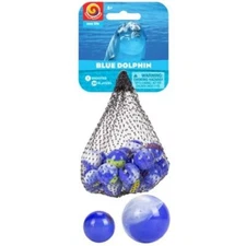 Mega Marble BLUE DOLPHIN MARBLE NET 24 Player Marbles & 1 Shooter Marble