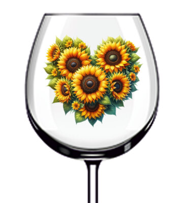 12x Valentinstag Sonnenblume Rose Herz Vinyl Aufkleber Abziehbild Weinglas Flasche