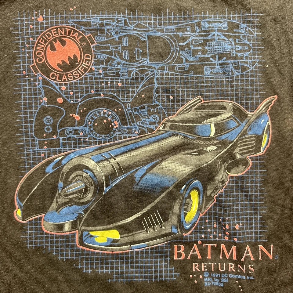 Kids Vintage 90s 1994 Batman Returns Bat Mobile Movie T-Shirt Youth Size 5/6 - Image 2 of 4