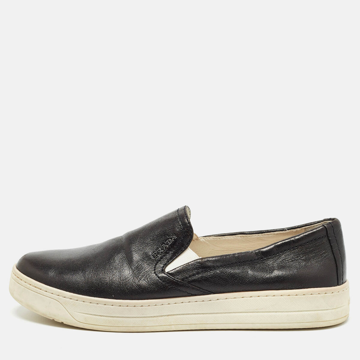 Prada Sport Black Leather Slip On Sneakers Size 37 | eBay Prada Sport Black Leather Slip On Sneakers Size 37 | eBay