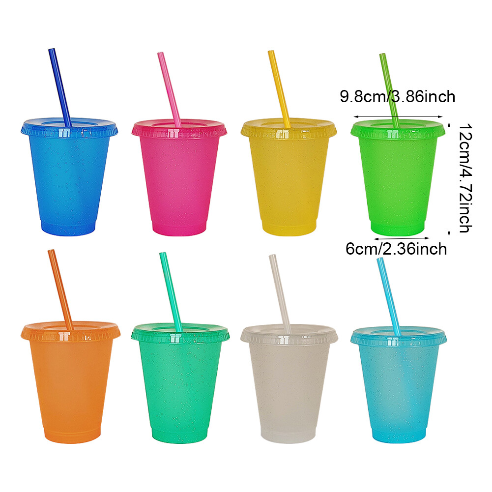 Home For Party With Lid Straws Kitchen Portable Travel Outdoor Plastic