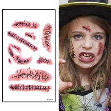 Halloween Bloody Wound Tattoo Stickers Waterproof Temporary Tattoo DIY Fake...