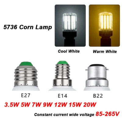 E27 E14 B22 3.5/5/7/9/12/15/20W LED Corn Bulb 5736 Spot Light Lamp lighting - Image 1 of 4