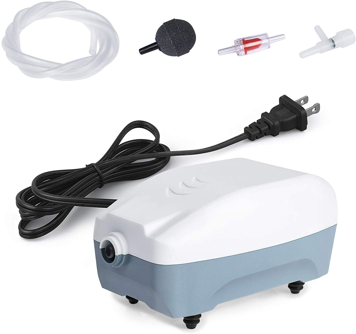 Pump Aquarium Fish Tank Oxygen Aerator, Single Outlet, with Accessories, 15 Gal.