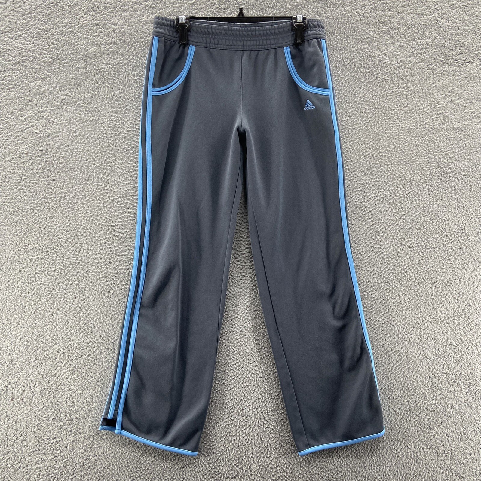 Adidas Men's Small Gray Striped Relaxed Polyester Sweatpants for Active Wear-image