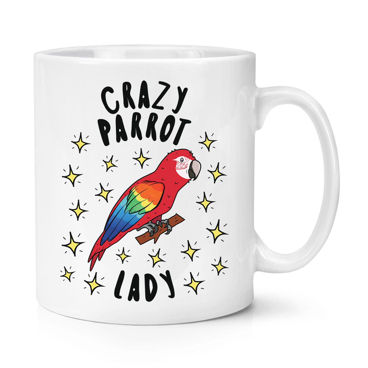 Crazy Parrot Lady Stars 10oz Mug Cup - Funny Animal Bird