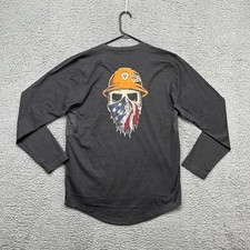 Ariat T-Shirt Mens S Charcoal Rebar Born For This Workman Patriotic Flag Skull