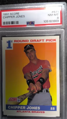 1991 Score Chipper Jones 1st Round Draft Pick PSA 8 - Free delivery