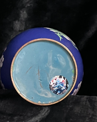 VINTAGE CHINESE CLOISONNE ZI JIN CHENG ENAMEL BRASS VASE 8" Butterfly & Florals - Picture 15 of 22