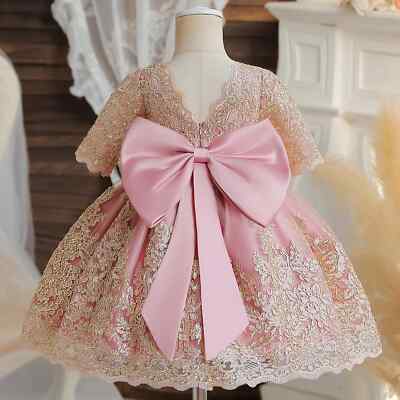 Baby Girls Toddler Lace Birthday Clothes Girls Tutu Princess Wedding Party Gown
