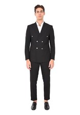 Abito Uomo Elegante Doppiopetto Slim Vestito Completo Nero Cerimonia Sartoriale