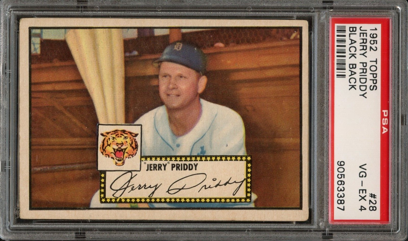 BB - 1952 Topps - #28 - Jerry Priddy Black Back - PSA 4 - VG-EX