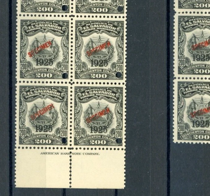 EL SALVADOR Revenue 200 Colones* ABNCo *F7679* 1925 SPECIMEN Blocks{19} MNH ZU42 - Image 4 of 4