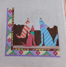 Three Dogs Night Needlepoint Canvas 8"x8" 14 count canvas