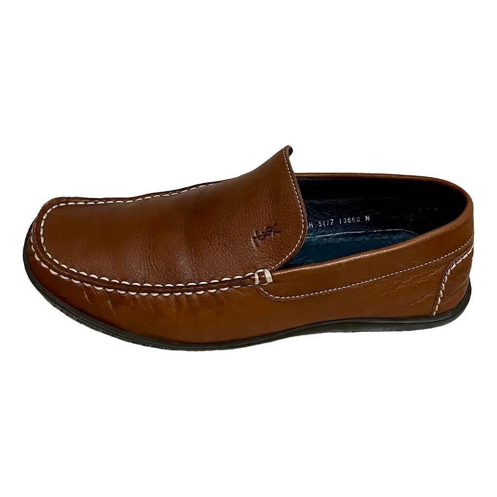 Scarpe mocassini YSL Yves Saint Laurent in pelle marrone UK 8 EU 42