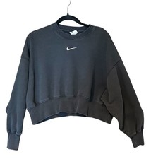 Nike Womens Oversized Cropped Black Sweatshirt Pullover XXS