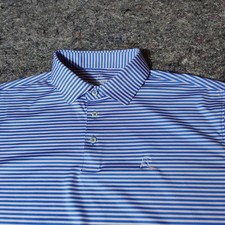 Rhoback Men  s XL The Birdie Stripe Short Sleeve Performance Polo Blue White