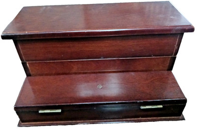 Vintage The Bombay Company Mahogany Wood Letter Box Desk Organizer Hinged Lid!!!