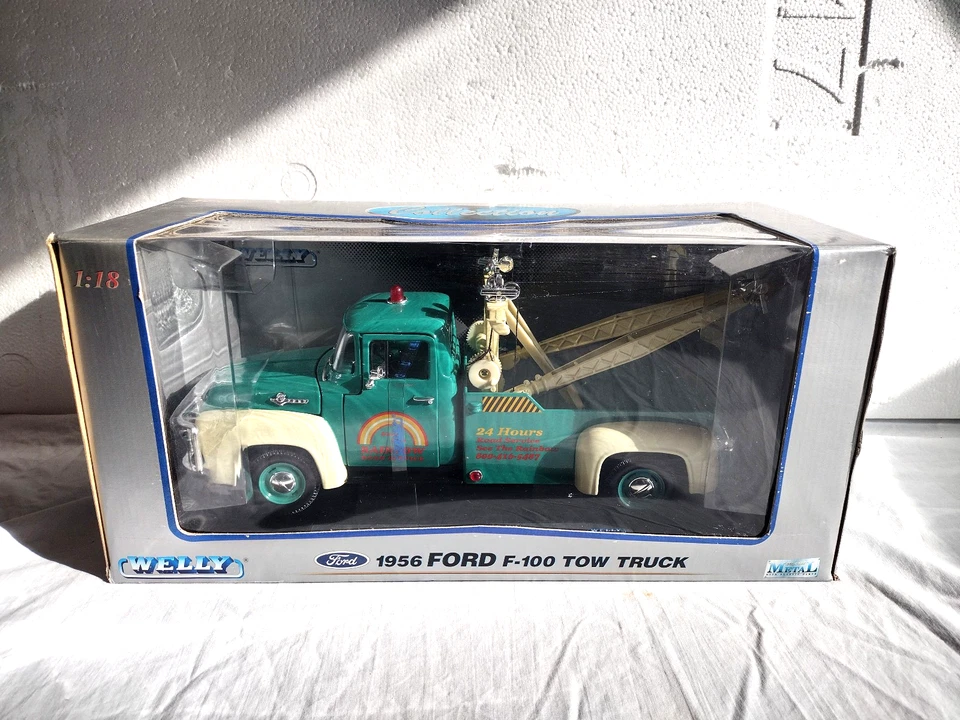 Welly Collection 1956 Ford F-100 Tow Truck Diecast 1:18 Rainbow Road Service New - Image 2 of 4