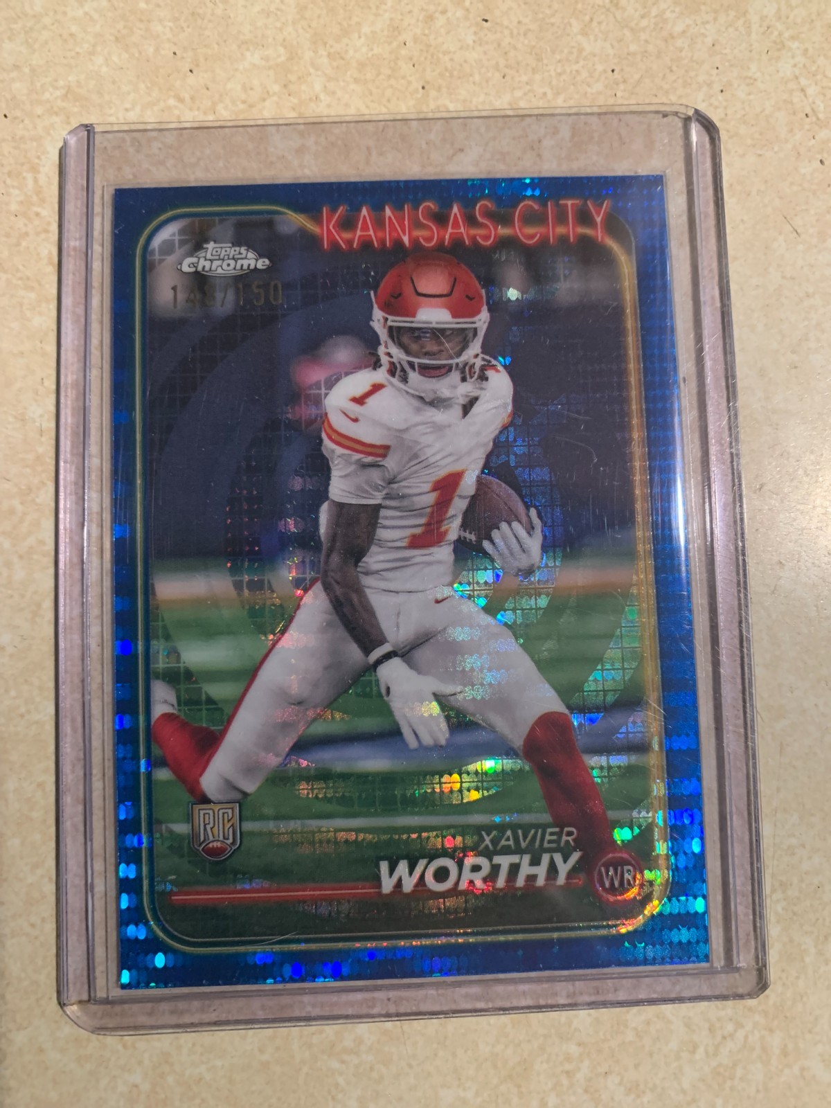 2024 Topps Chrome Football Xavier Worthy #208 (RC) Blue Sonar (#’d 148/150)