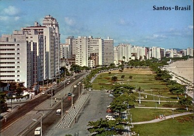 Brazil Santos Partial View of Beach Sao Paulo Postcard