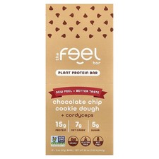 Plant Protein Bars, Chocolate Chip Cookie Dough Cordyceps, 10 Bars, 2 oz 57
