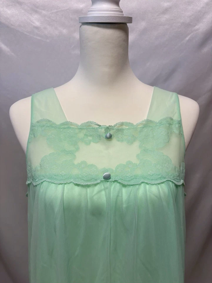 Vestido Lencería Vintage Años 60 Verde Lechoso EE. UU. Hada Coqueta Elegante Kawaii Y2K Foto 3 de 4