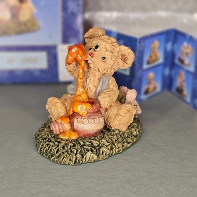 Vintage Teddy & Me Bear Figurine 1994 WBI Honey Pot Resin With Box