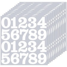 24 Sets 2 Inch 0-9 Self Adhesive Vinyl White Number Stickers 12 Sheets  for ...