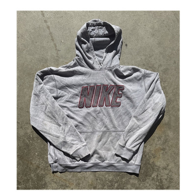 Nike Sportswear Men s 2XL Gray Logo Pullover Fleece Hoodie w/ Pockets